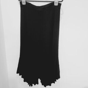 V Christina Black Elastic Waist Cotton Maxi Asymmetrical Ruffle Hemline  Large